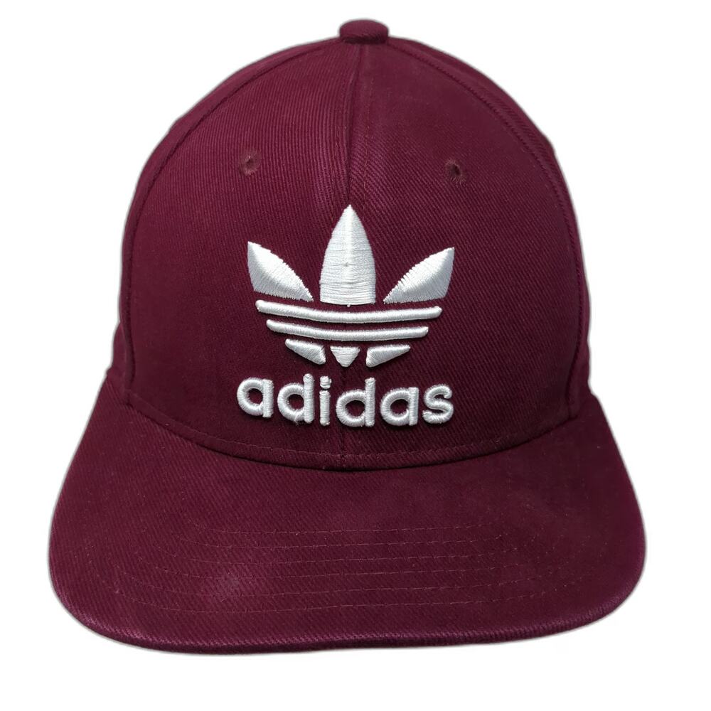 Adidas Snapback Red One Size Trefoil Logo Hat Embroidered Cotton 6-Panel Cap